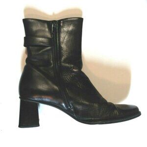 Gabor heeled ankle boots booties Black Leather zippered Hipster style
